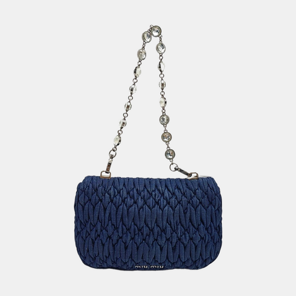 Quilted Fabric Shoulder Bag Blue