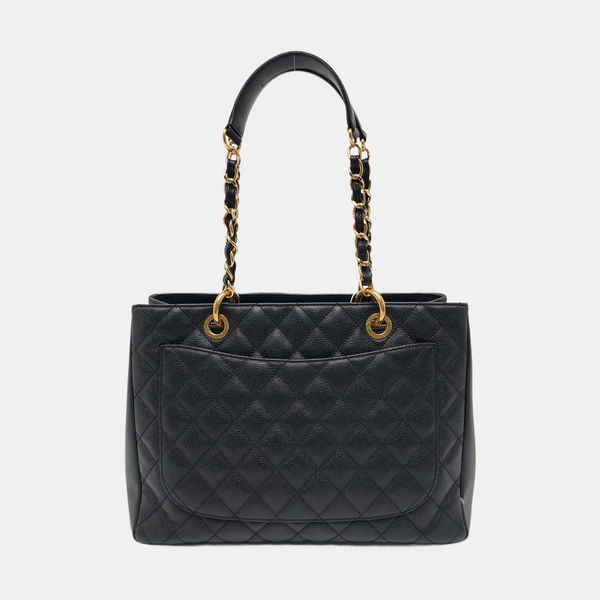 CHANEL GST Large Quilted Grained Calfskin Black