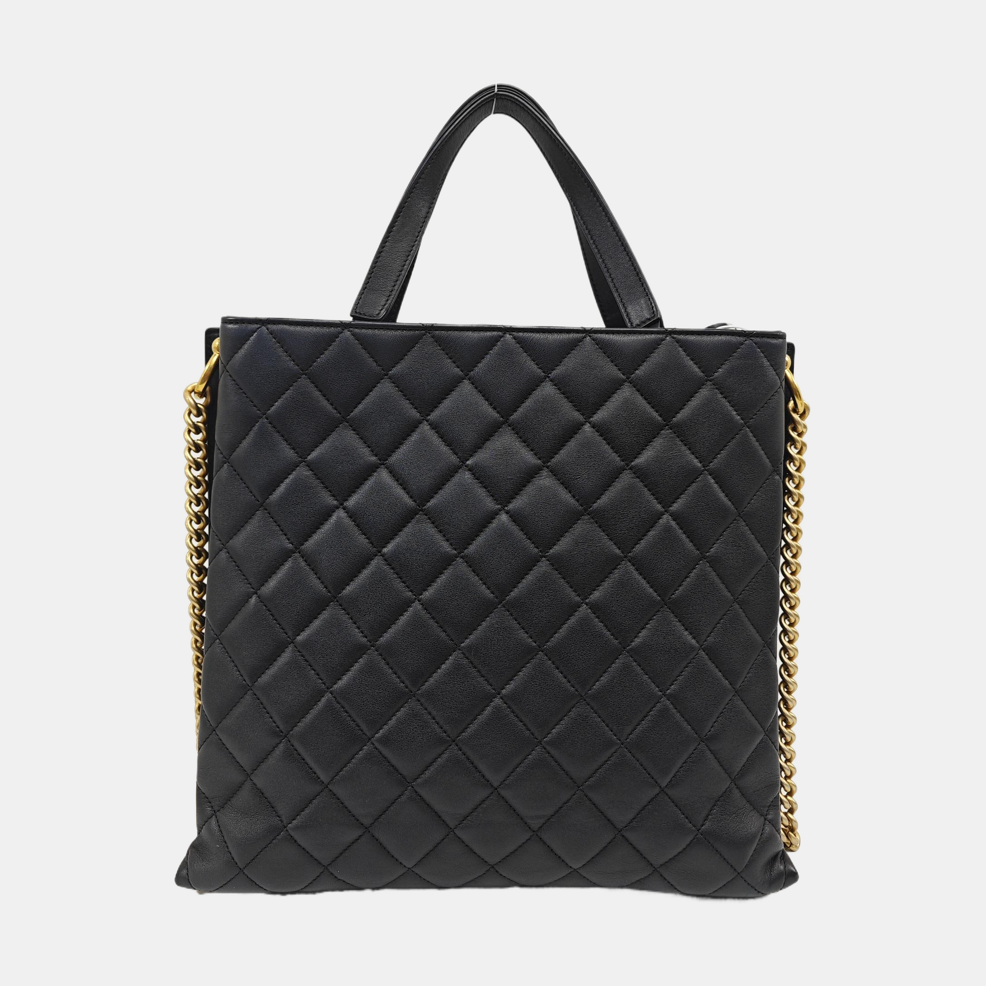 Quilted Calfskin Tote Bag Black