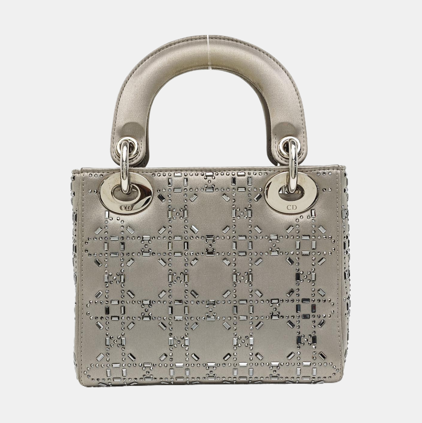 Lady Dior Mini Cannage Silk Satin Gray