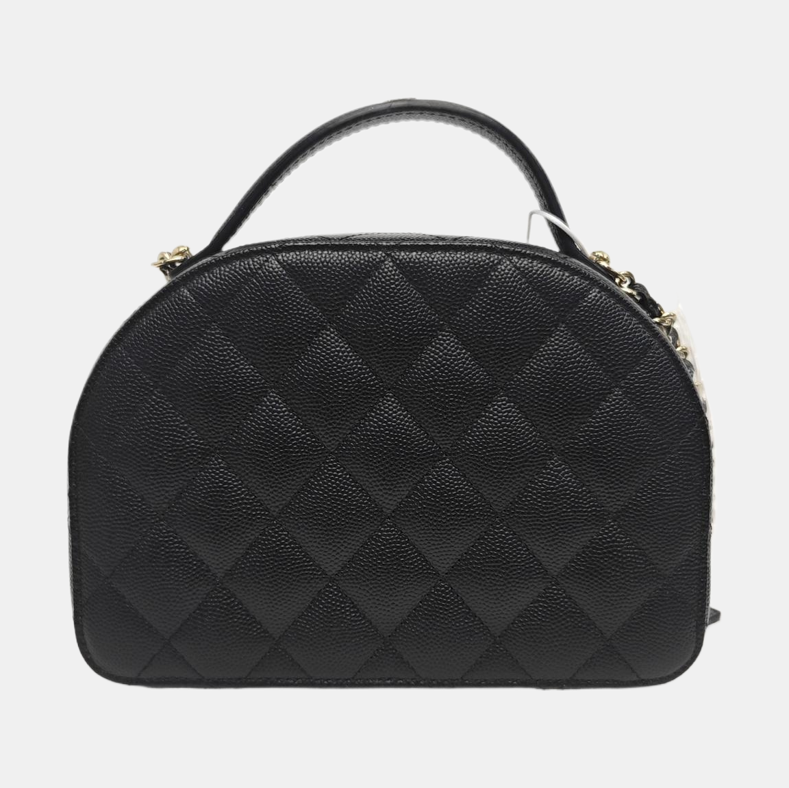 Quilted Grained Calfskin Shoulder Bag Black