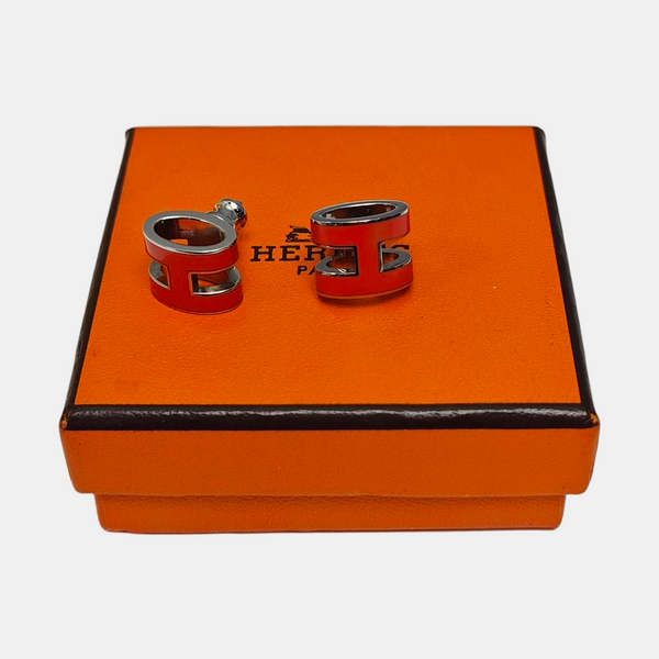 Pop H Metal Silver Stud Earrings