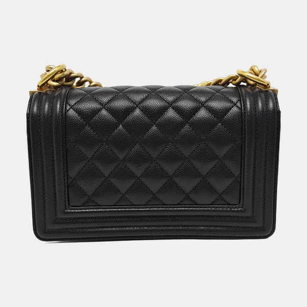 BOY CHANEL Small Quilted Grained Calfskin Black