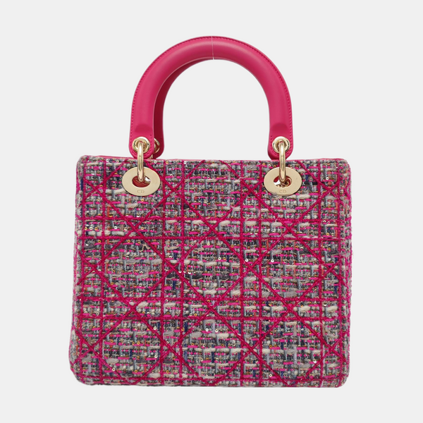 Authenticated pre-owned  Lady Dior Medium Cannage Fabric Multicolor - Tote Bag at Looply