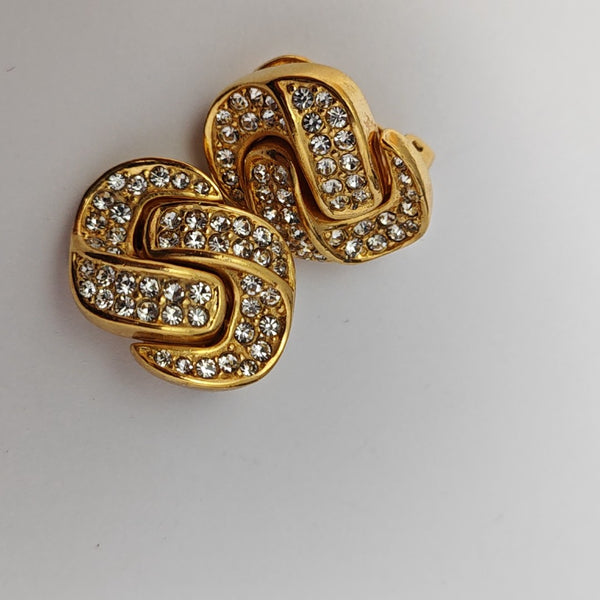 Twist Round Metal Gold Clip On Earrings