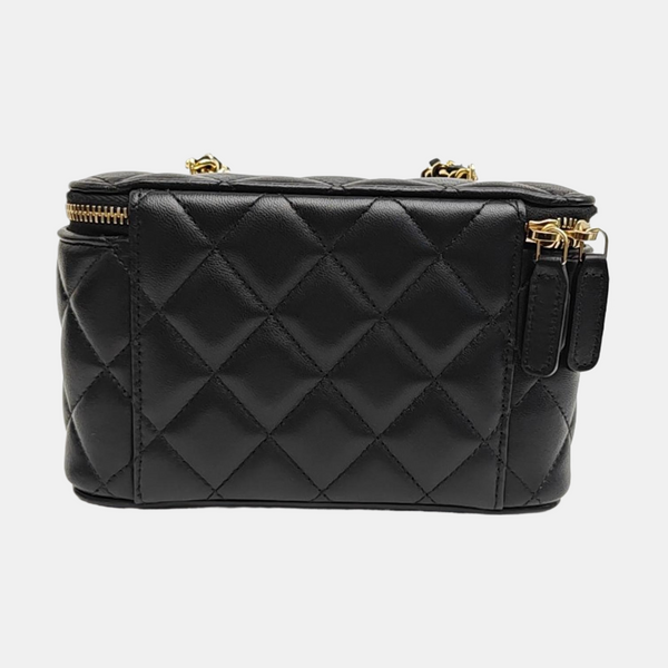 Quilted Lambskin Shoulder Bag Black