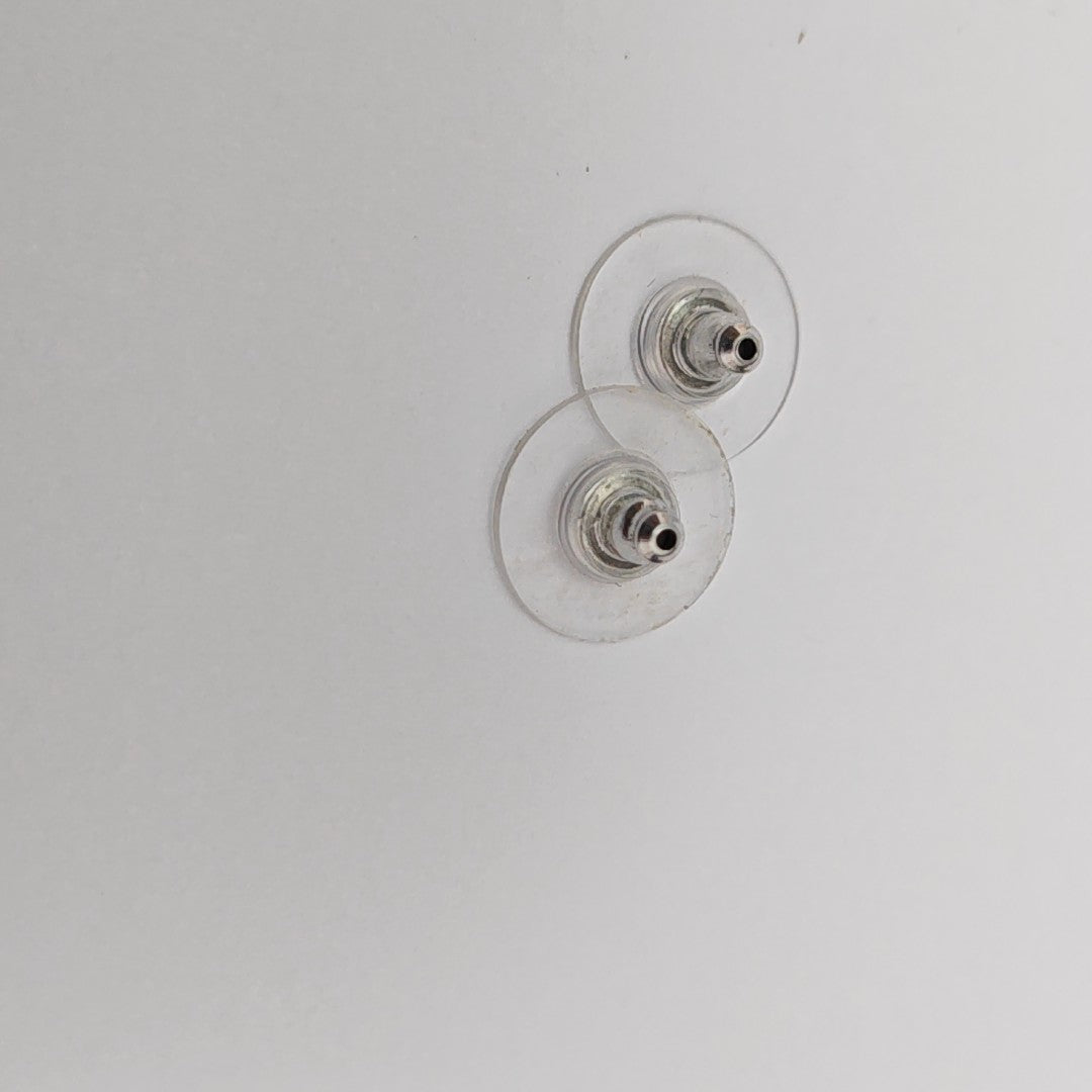 CC Logo Metal Silver Stud Earrings