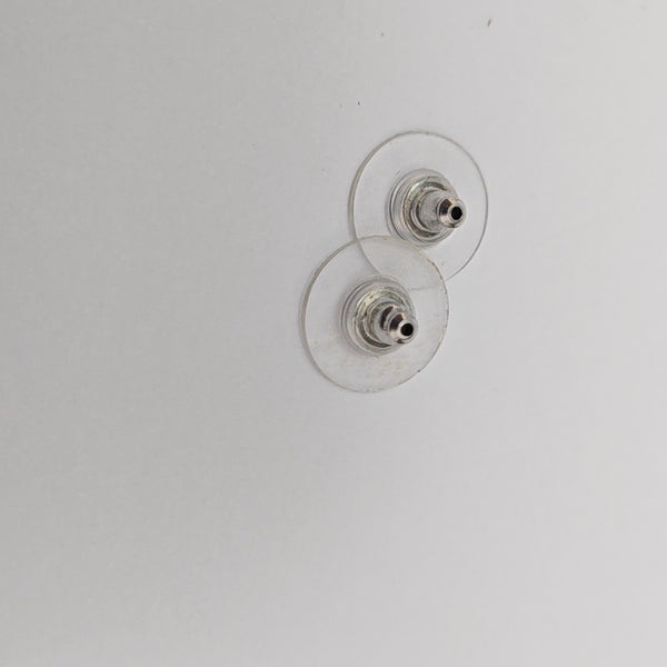 CC Logo Metal Silver Stud Earrings