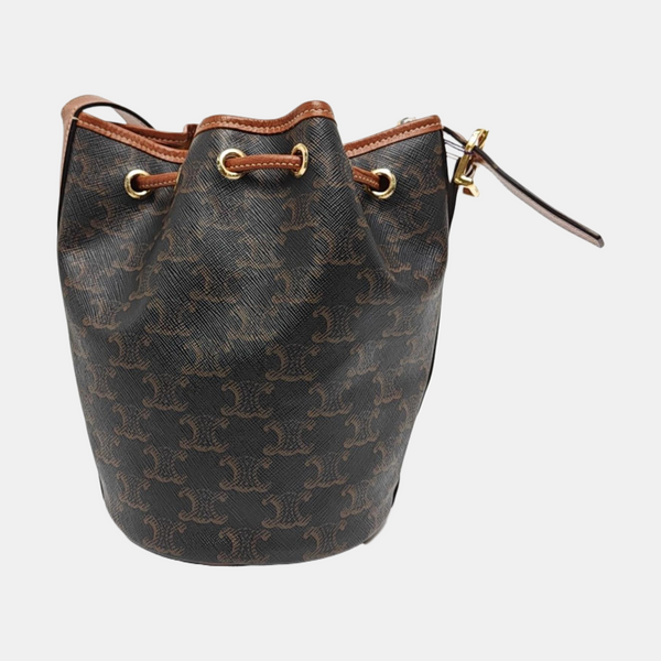 Authenticated pre-owned  TRIOMPHE CANVAS Small Coated Canvas Brown - Bucket Bag at Looply