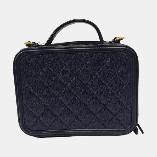 FILIGREE Medium Quilted Grained Calfskin Blue