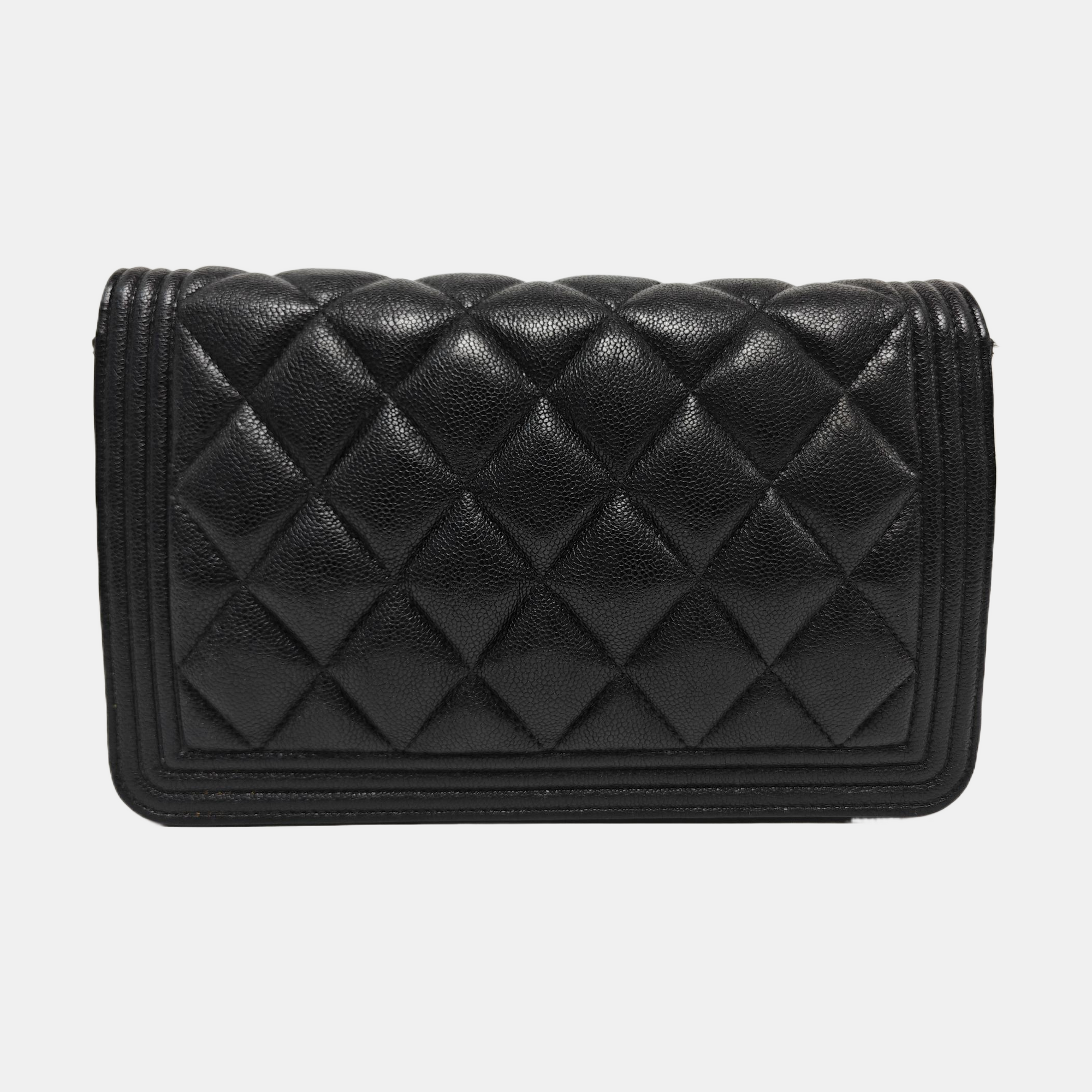 BOY CHANEL Mini Quilted Grained Calfskin Black