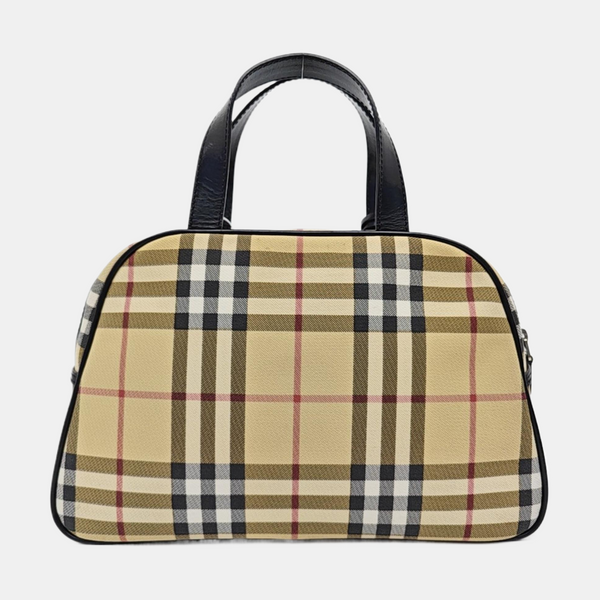 Coated Canvas Top Handle Bag Beige