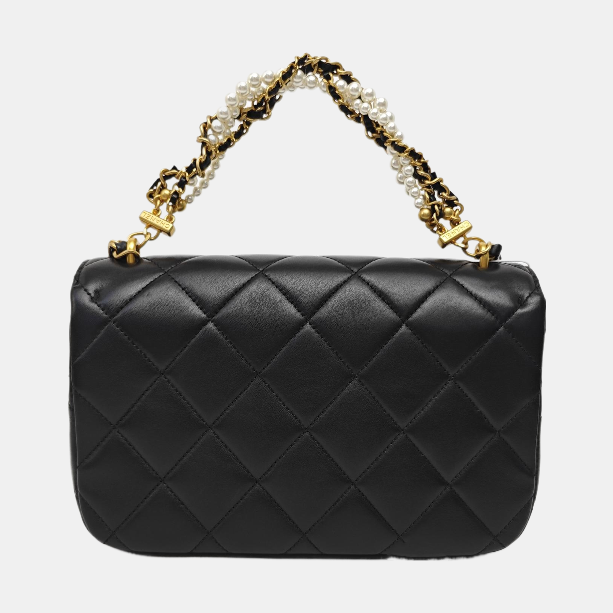 Quilted Lambskin Shoulder Bag Black