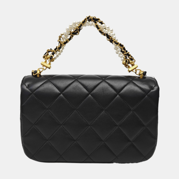 Quilted Lambskin Shoulder Bag Black