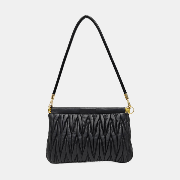 Quilted Lambskin Top Handle Bag Black