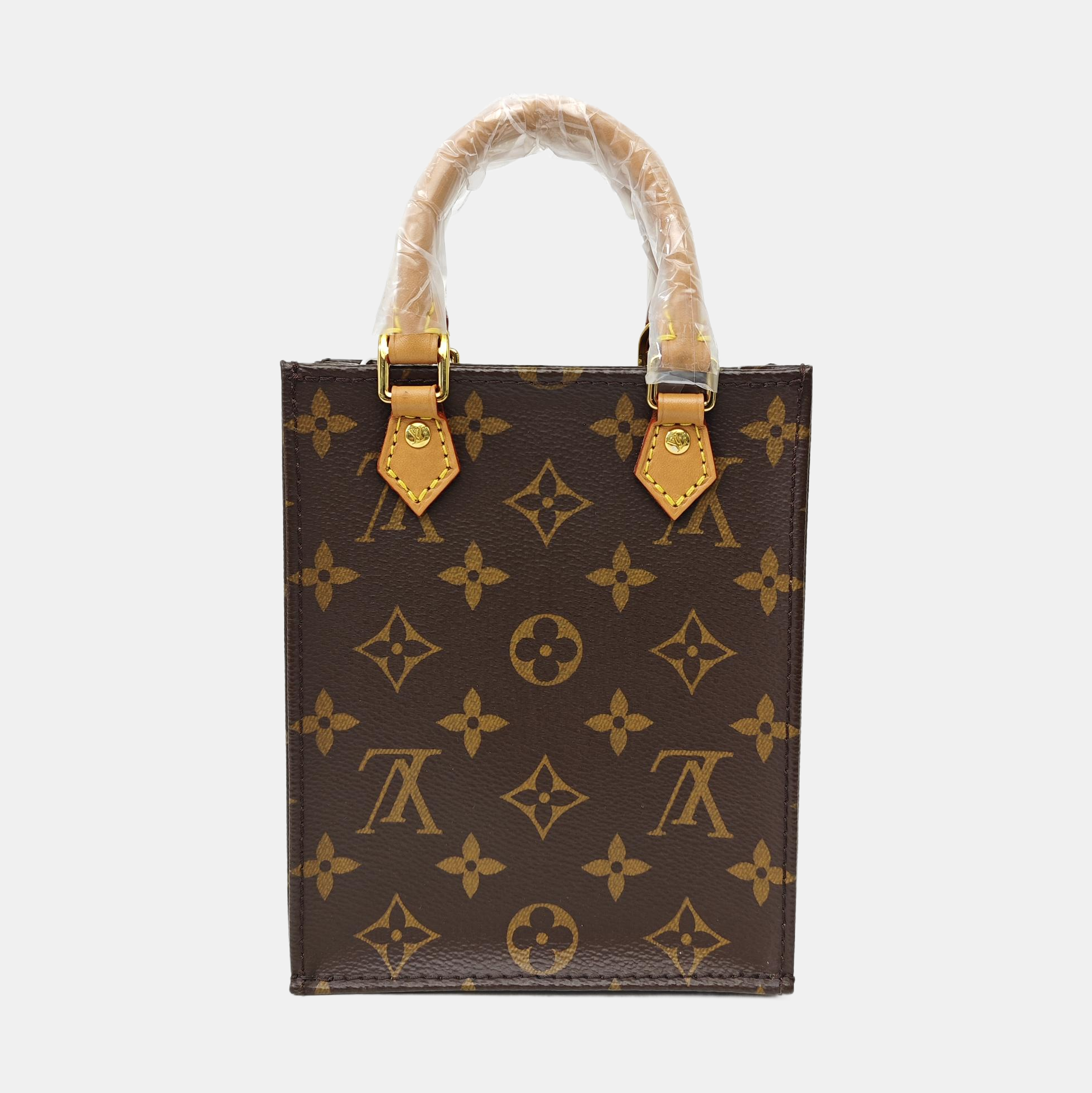 SAC PLAT Mini Monogram Coated Canvas Brown