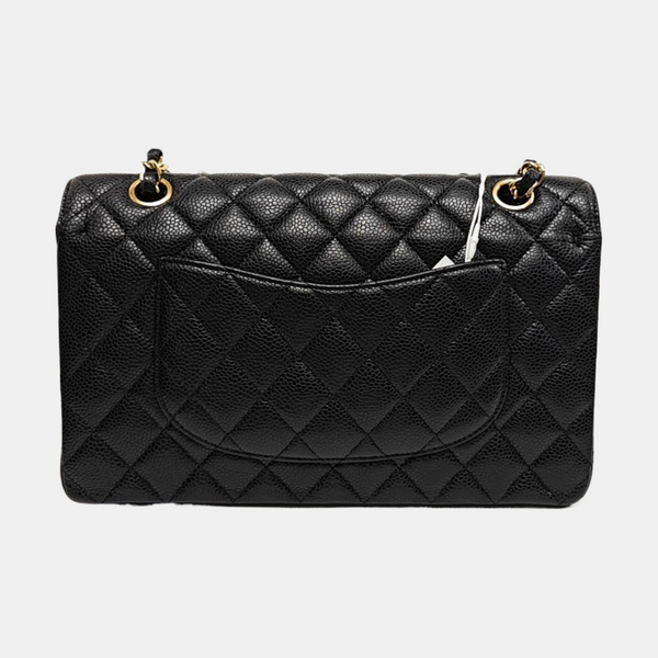 CLASSIC FLAP Medium Quilted Grained Calfskin Black