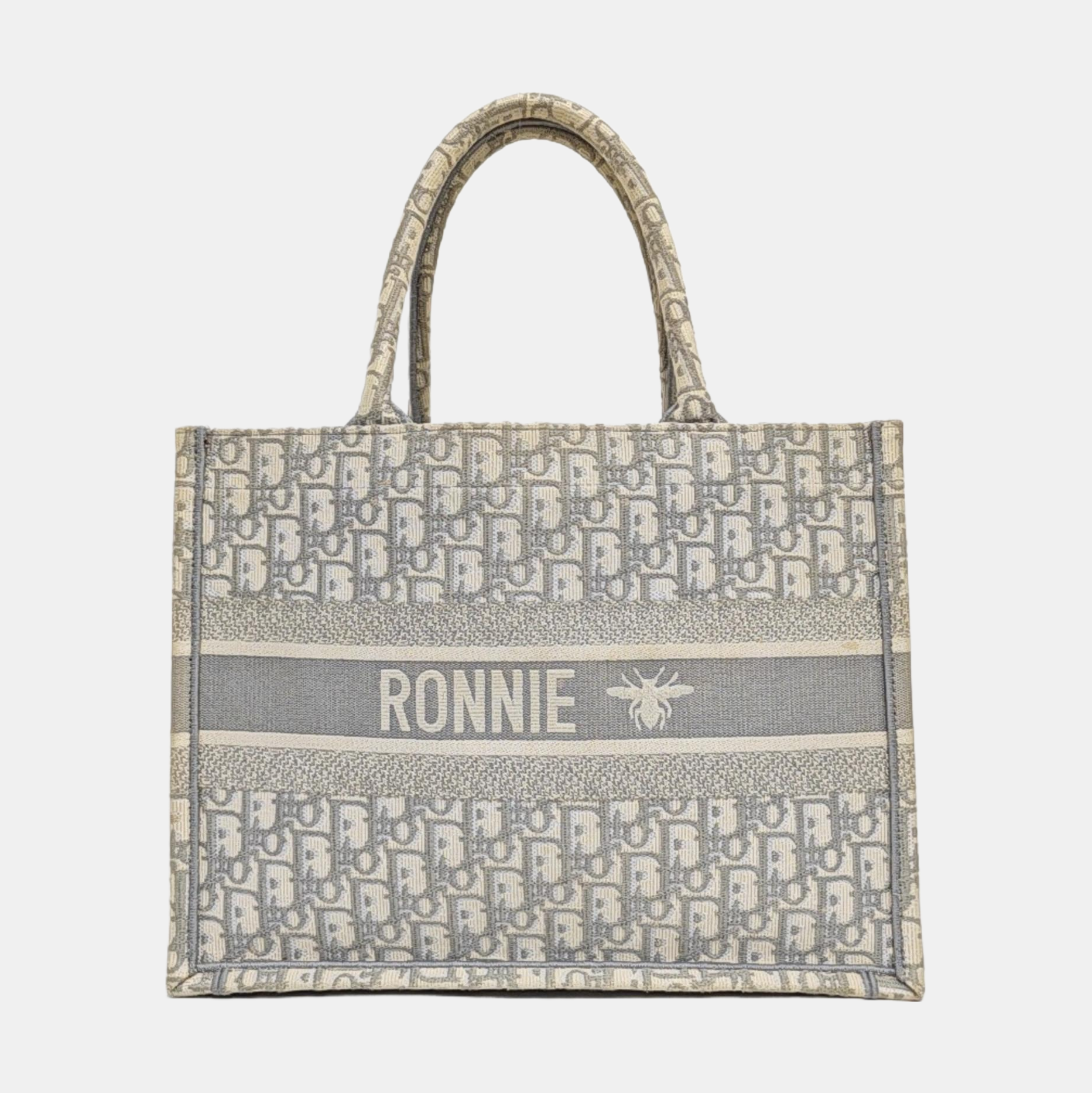 Book Tote Medium Oblique Canvas White