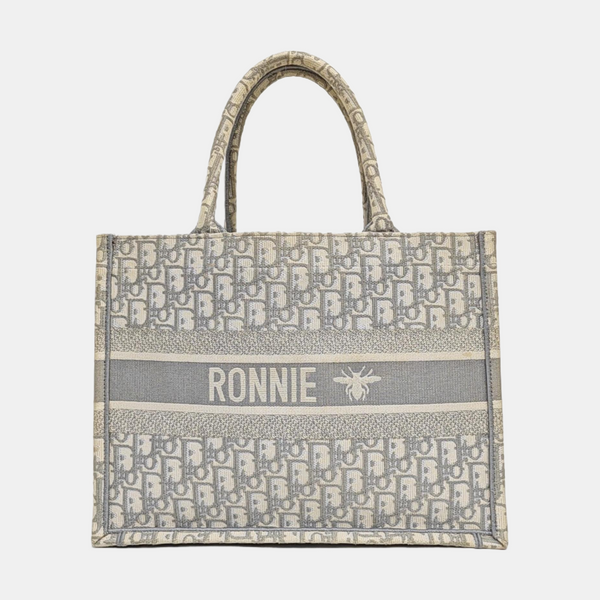 Book Tote Medium Oblique Canvas White