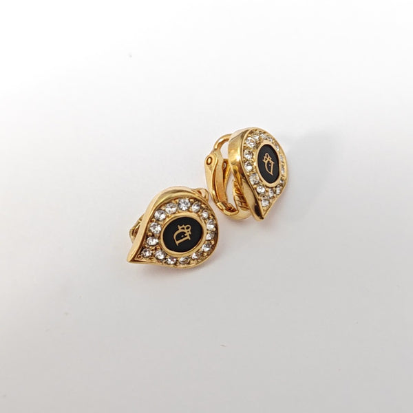 Dior Oblique Metal Gold Clip On Earrings