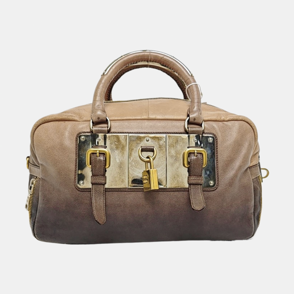 Calfskin Top Handle Bag Brown