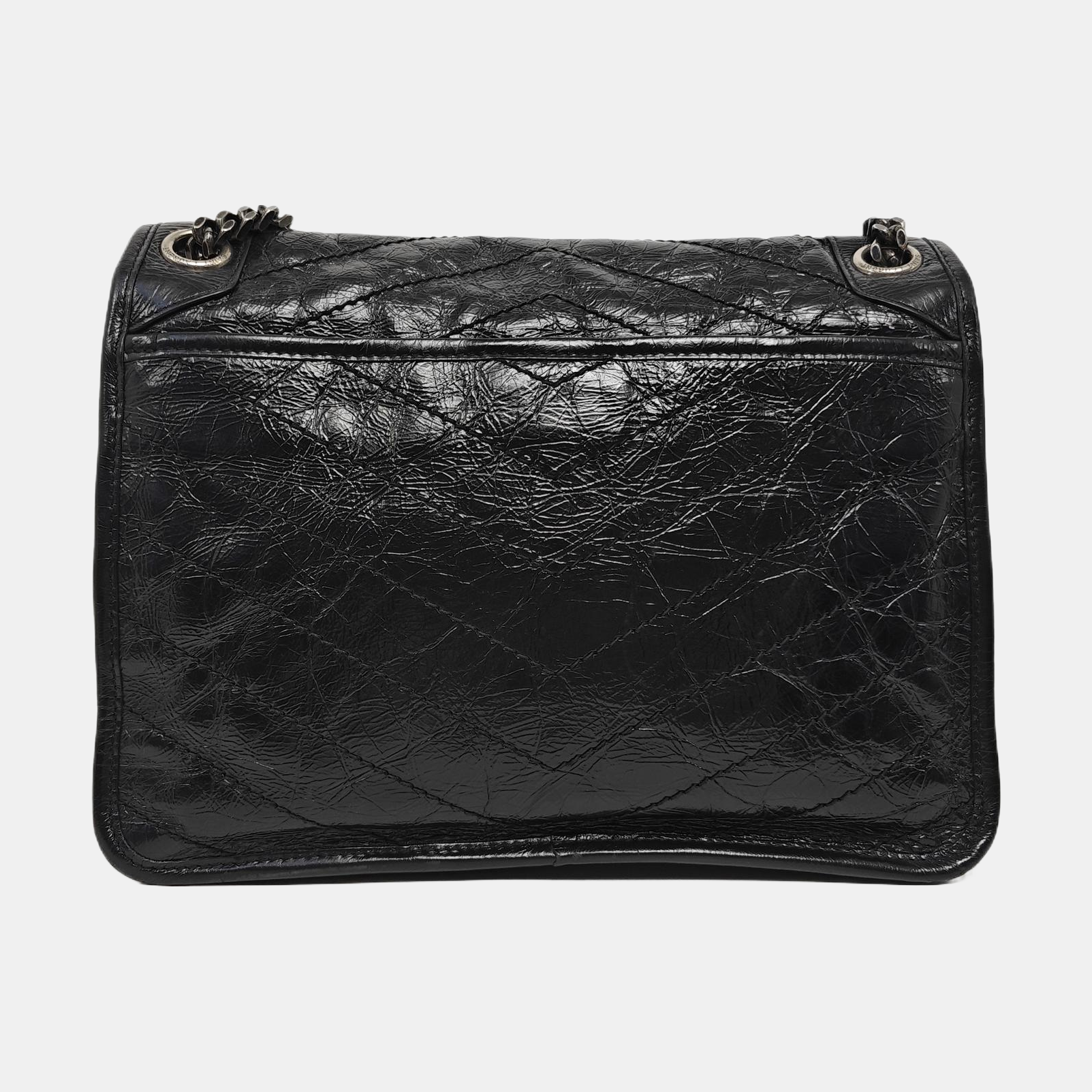 NIKI Medium Chevron Calfskin Black