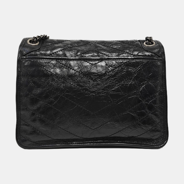 NIKI Medium Chevron Calfskin Black