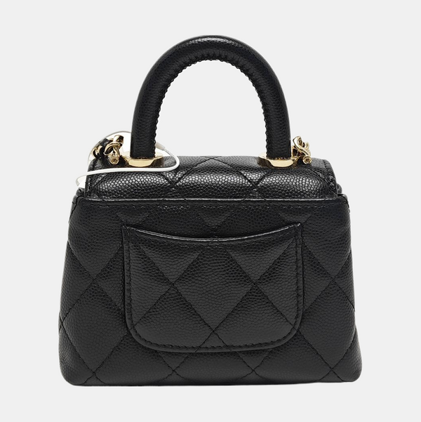 COCO HANDLE Super Mini Quilted Grained Calfskin Black