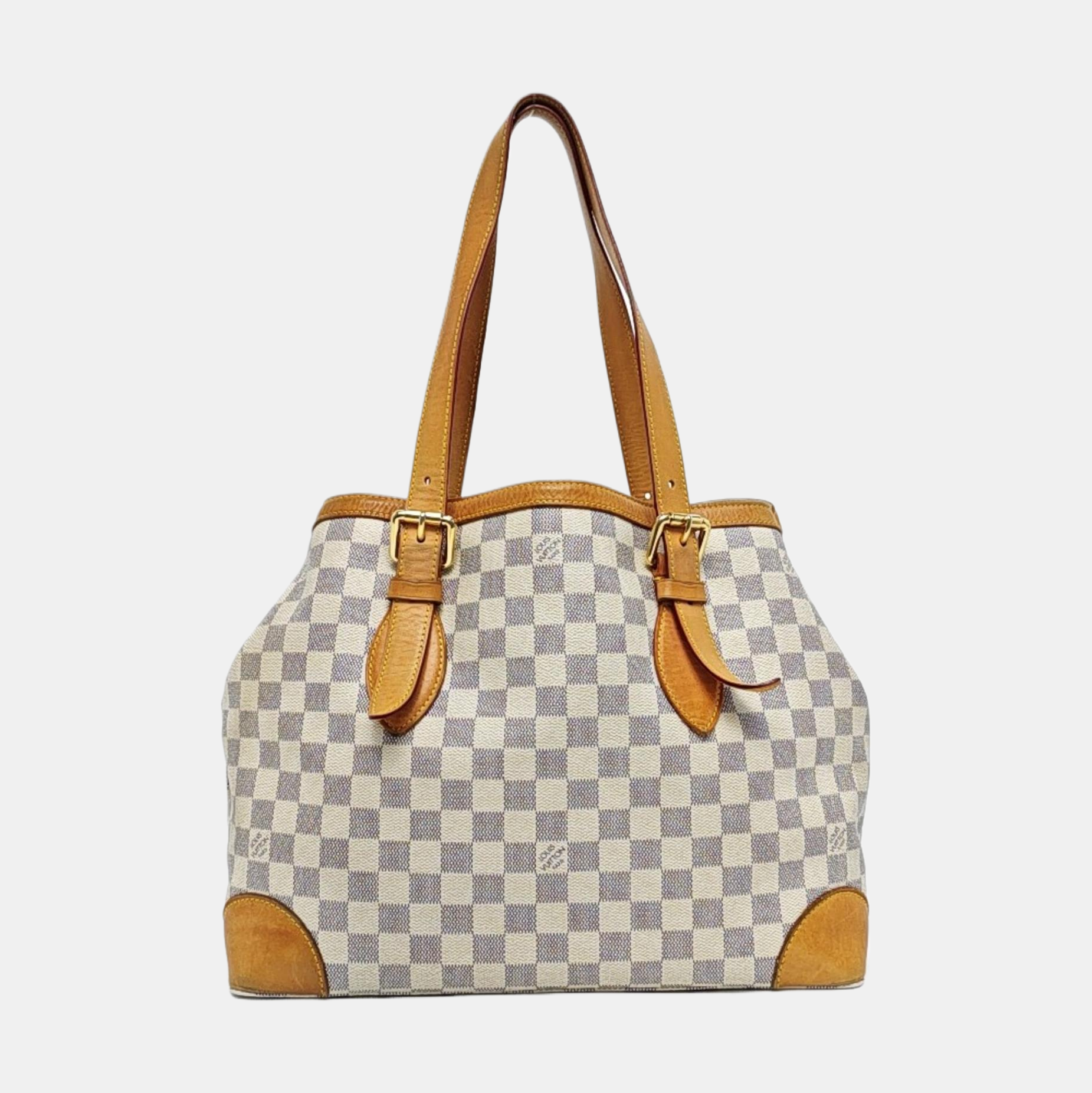 HAMPSTEAD MM Damier Azur Coated Canvas White