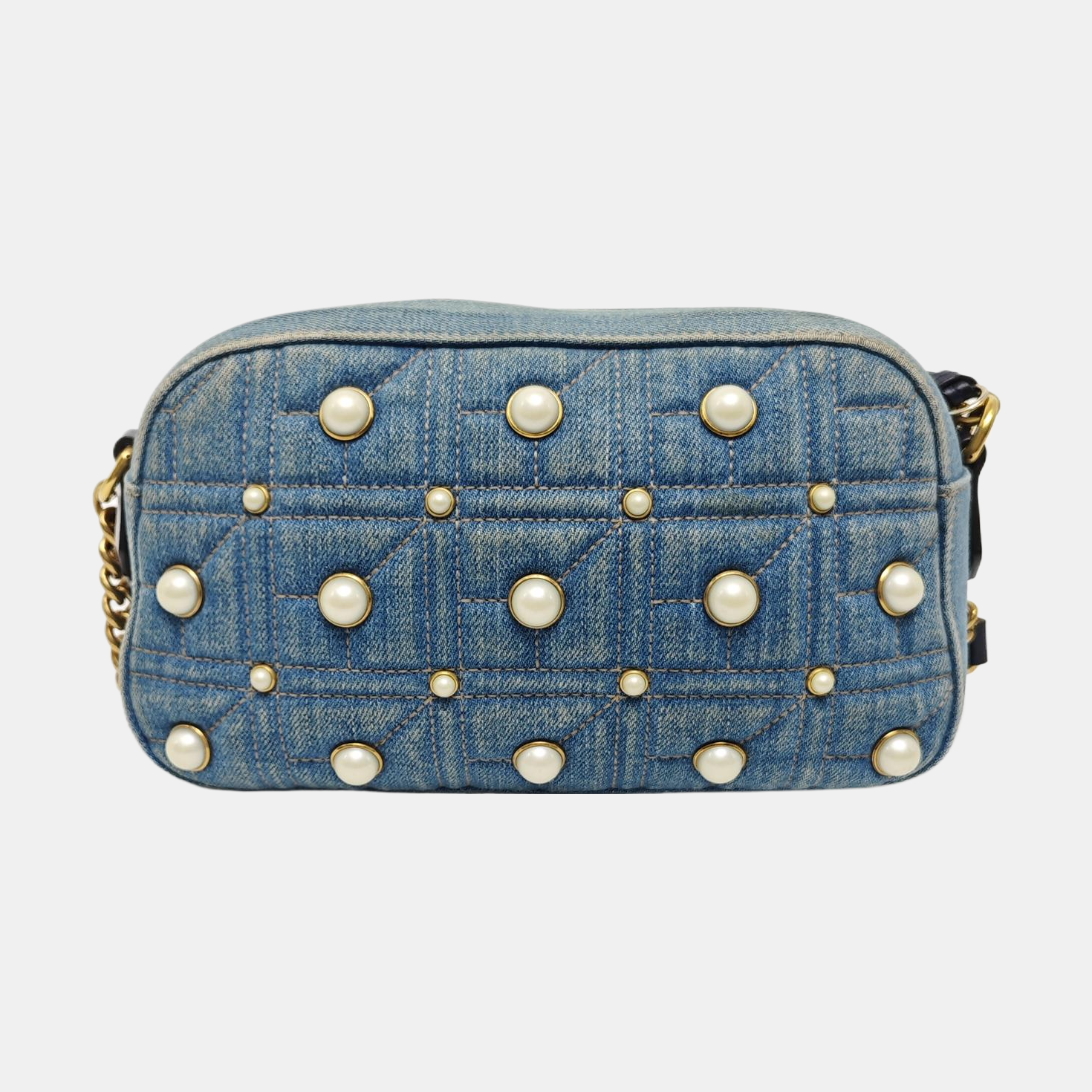 GG Marmont Small Quilted Canvas Blue