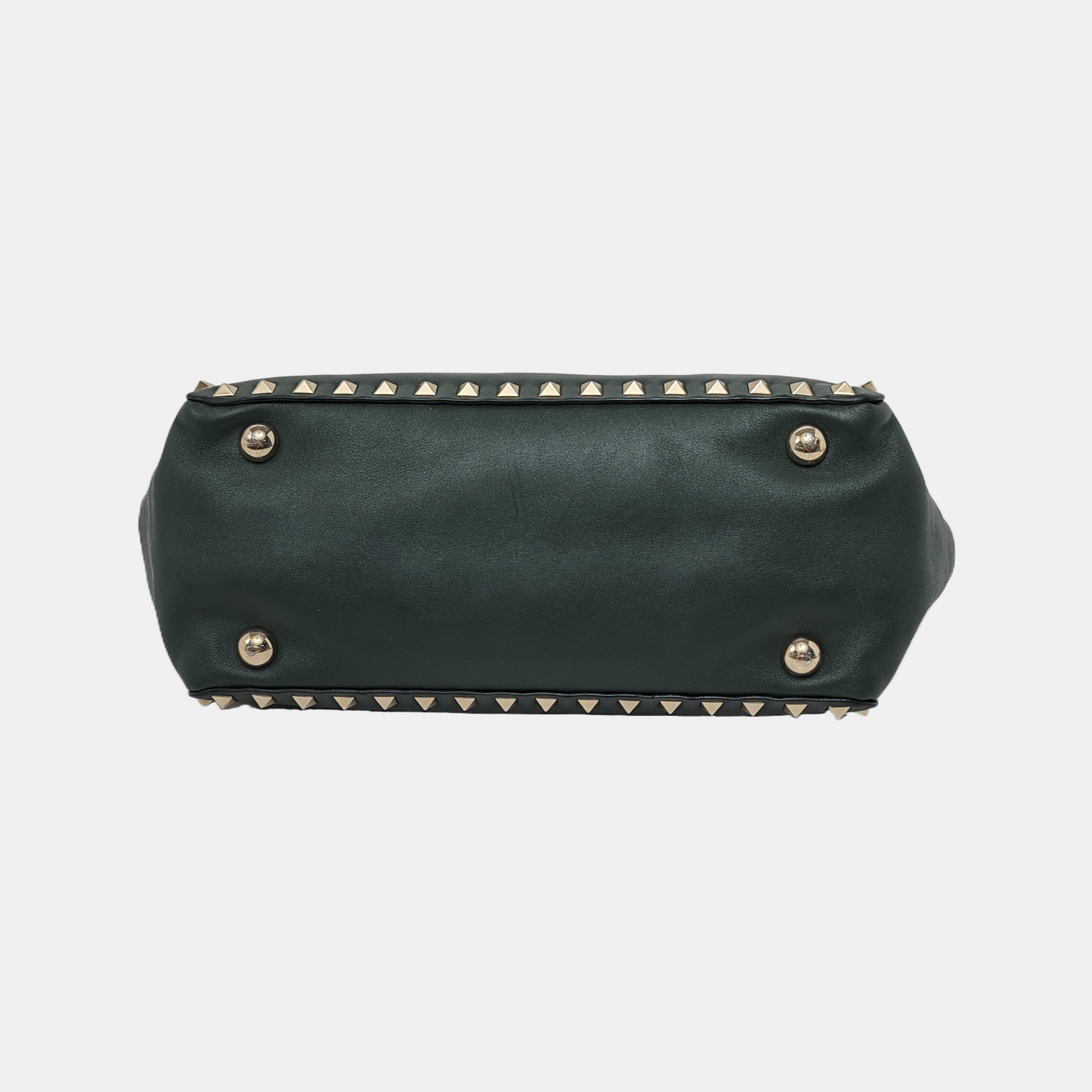 Authenticated pre-owned  Rockstud Small Calfskin Green - Tote Bag at Looply