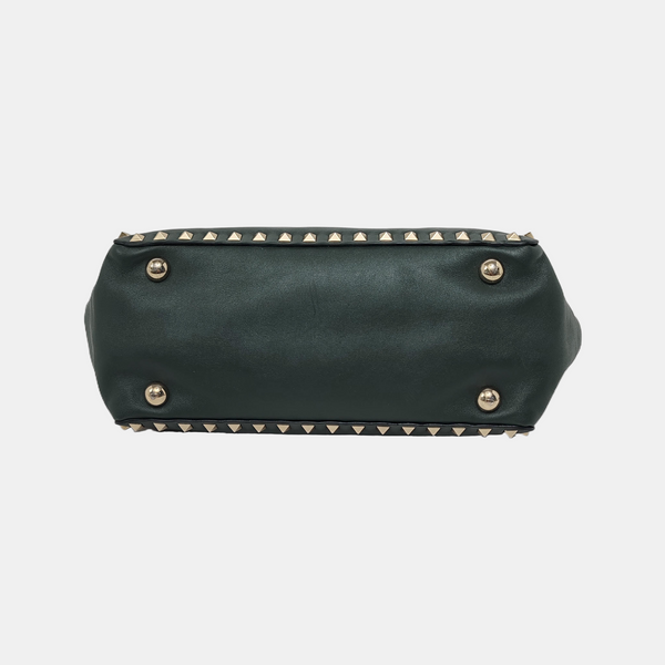Authenticated pre-owned  Rockstud Small Calfskin Green - Tote Bag at Looply