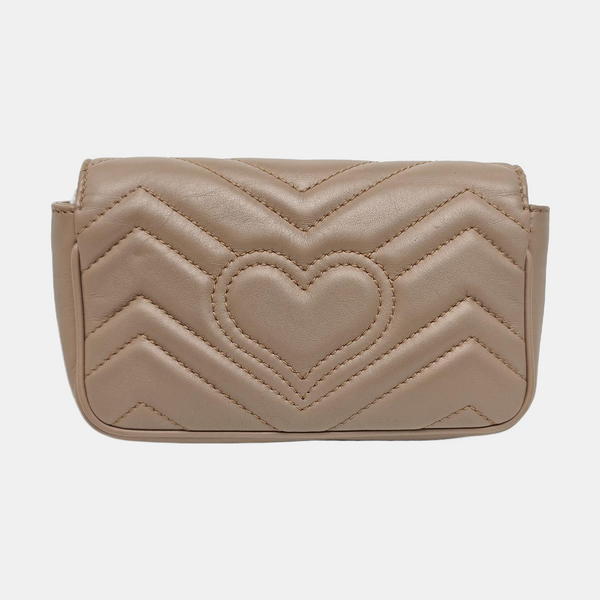 GG Marmont Mini Quilted Calfskin Beige