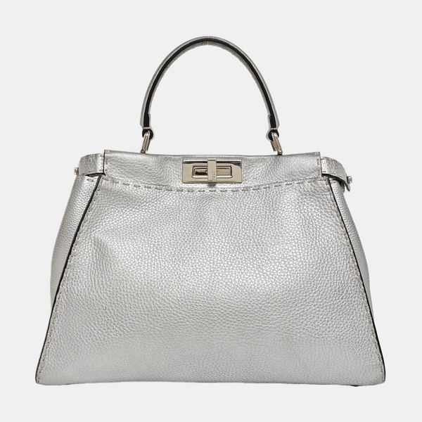 Peekaboo Medium Calfskin Silver