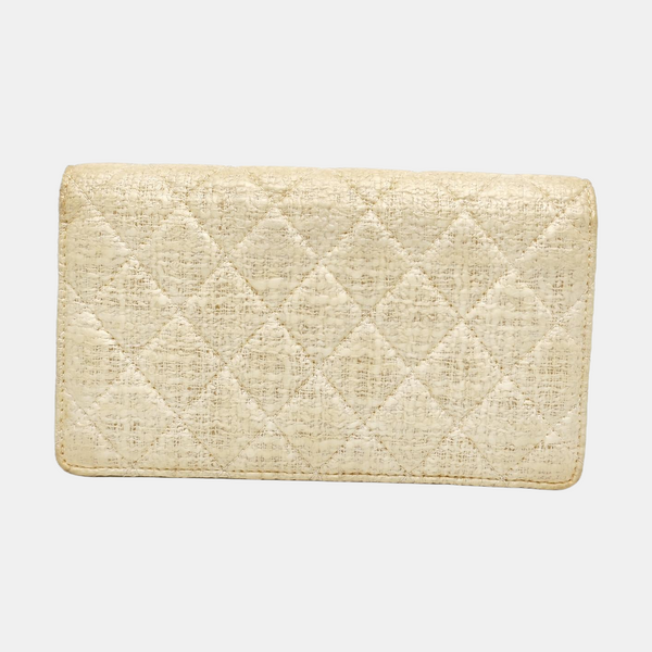 Quilted Special Material Wallet Beige