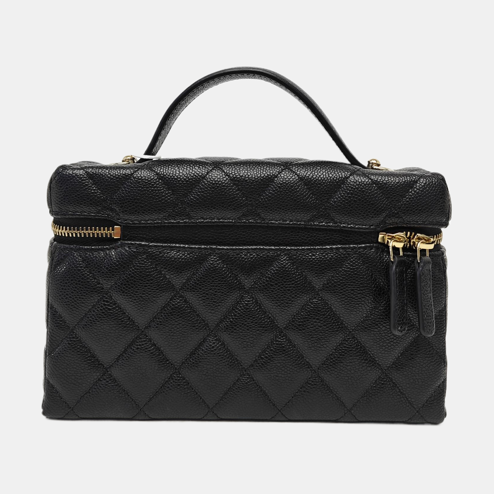 Quilted Grained Calfskin Shoulder Bag Black