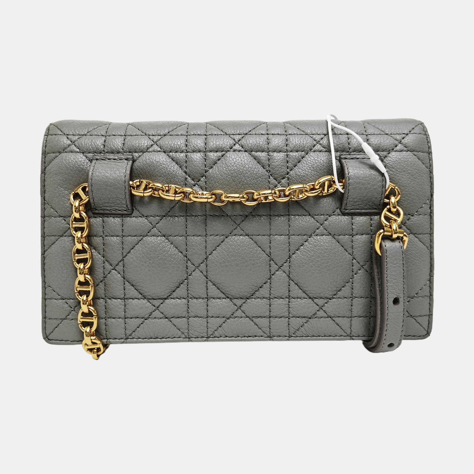 Dior Caro Small Cannage Calfskin Gray