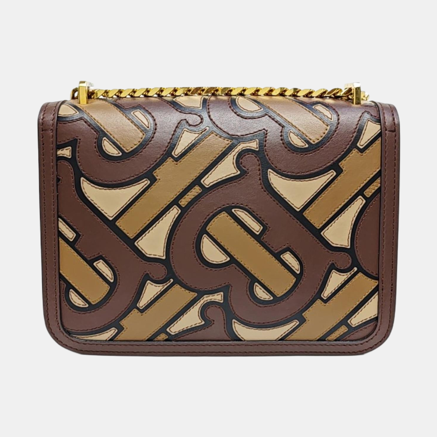 TB Small Quilted Calfskin Brown