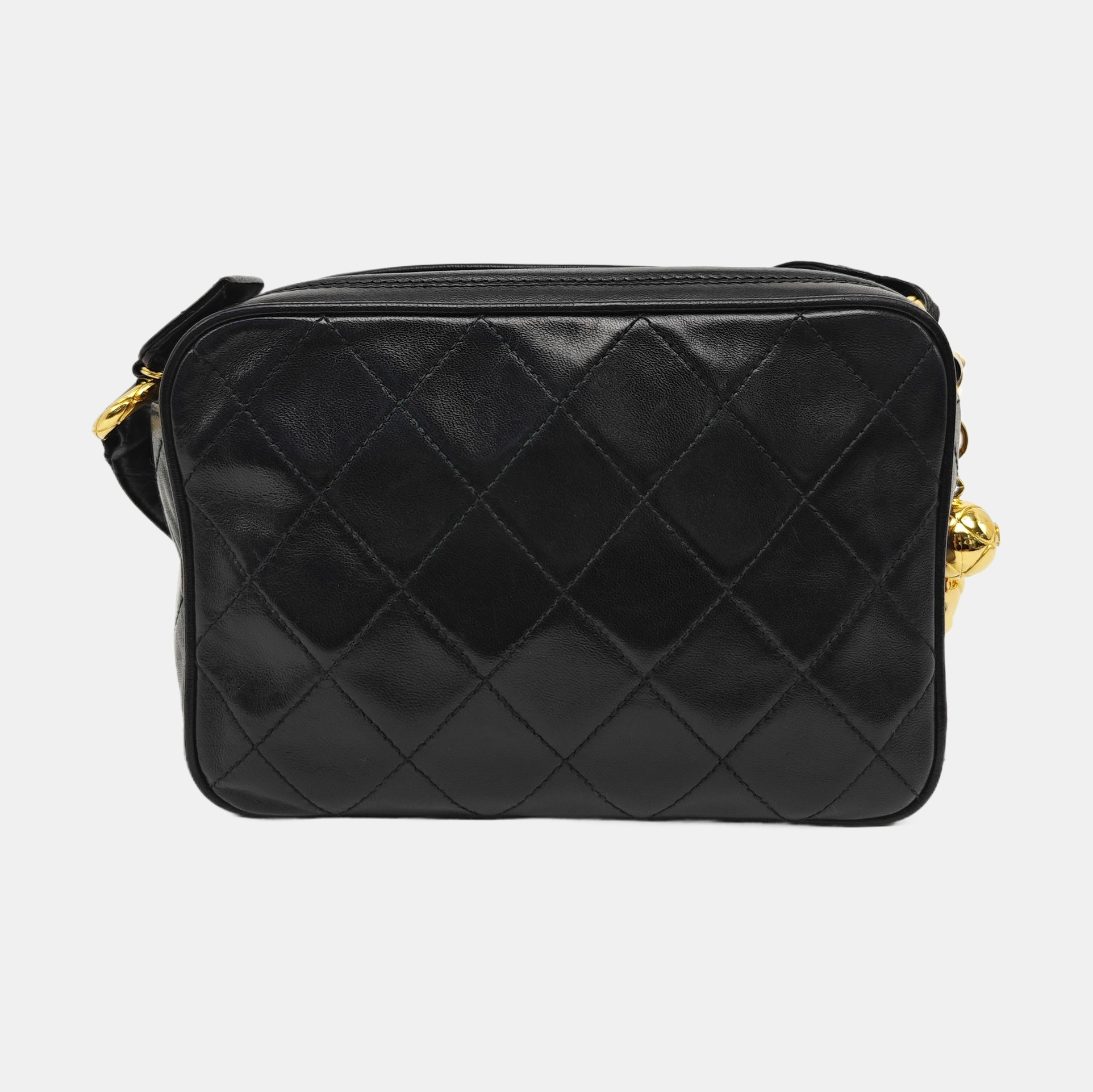 Quilted Lambskin Shoulder Bag Black