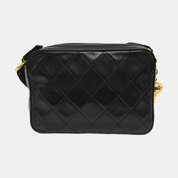 Quilted Lambskin Shoulder Bag Black