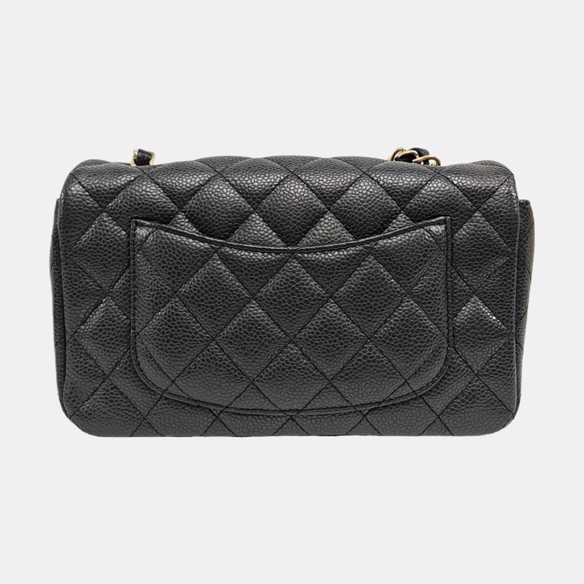 CLASSIC FLAP Mini Quilted Grained Calfskin Gray