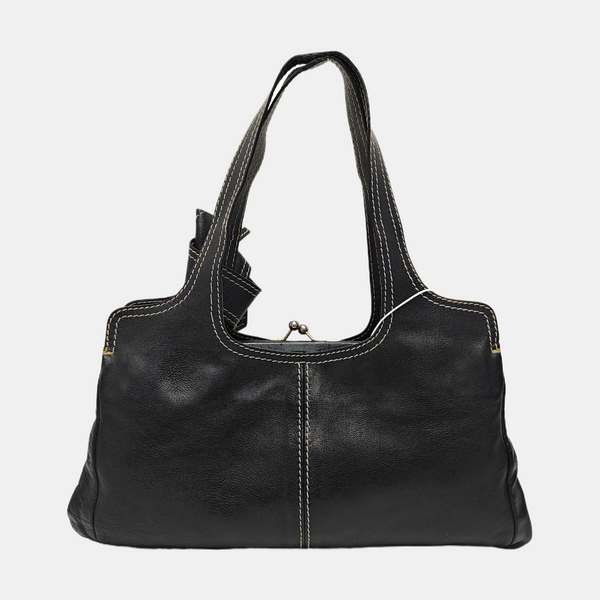 Quilted Calfskin Top Handle Bag Black