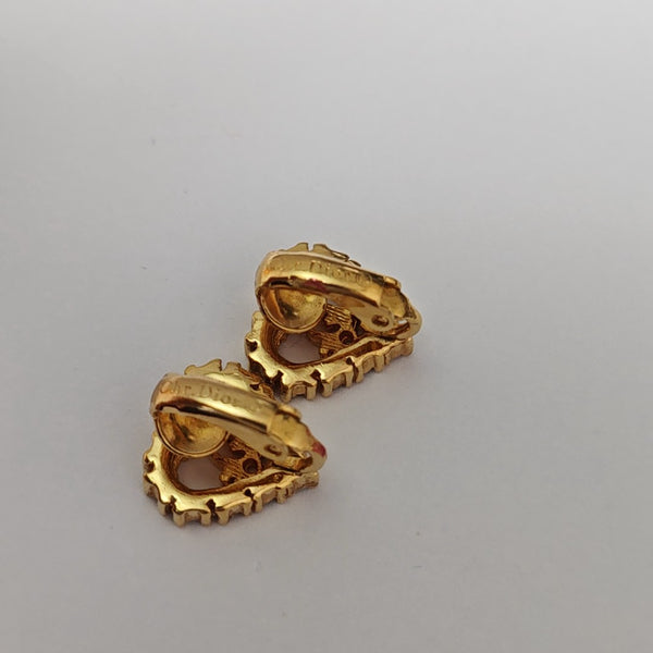 Dior Oblique Metal Gold Clip On Earrings