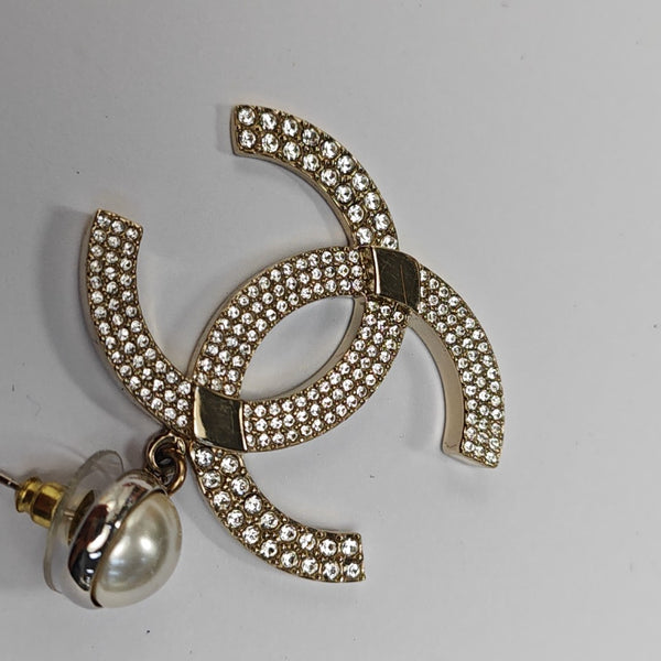CC Logo Metal Gold Stud Earrings