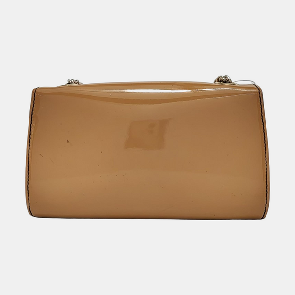 Emily Chain Small Patent Leather Brown