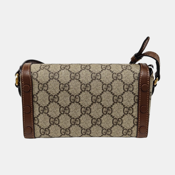 Authenticated pre-owned  Horsebit 1955 Mini Monogram Coated Canvas Beige - Shoulder Bag at Looply