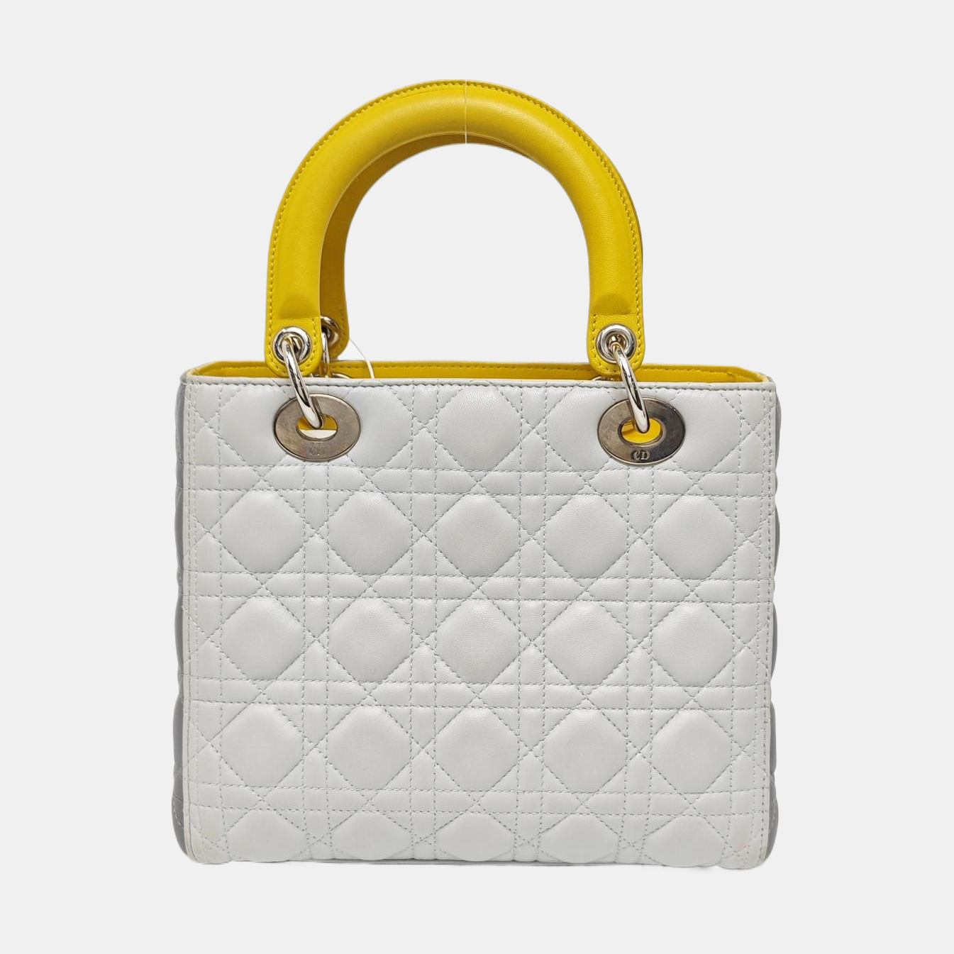 Authenticated pre-owned  Lady Dior Medium Quilted Lambskin Grey - Tote Bag at Looply