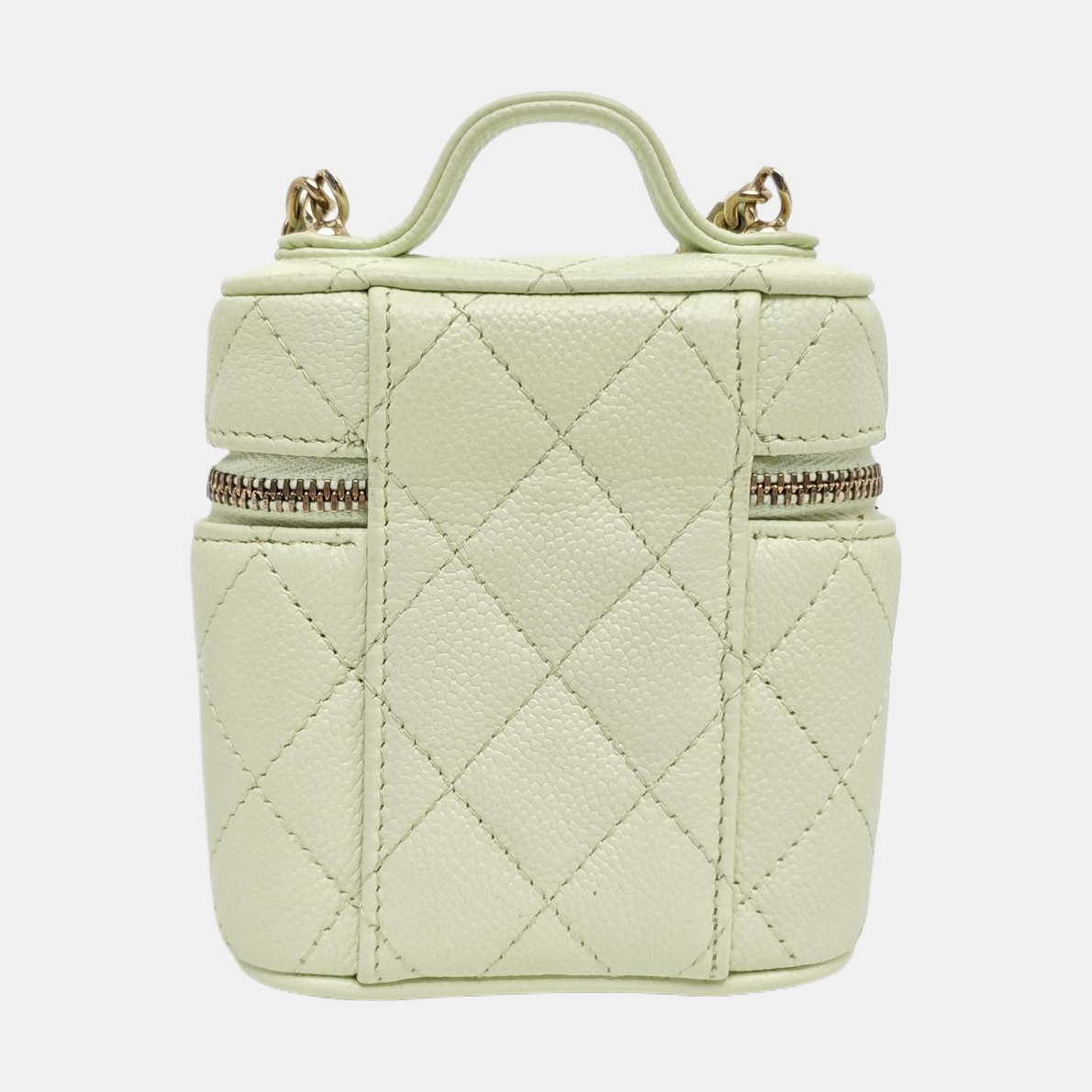 VANITY CASE Mini Quilted Grained Calfskin Green
