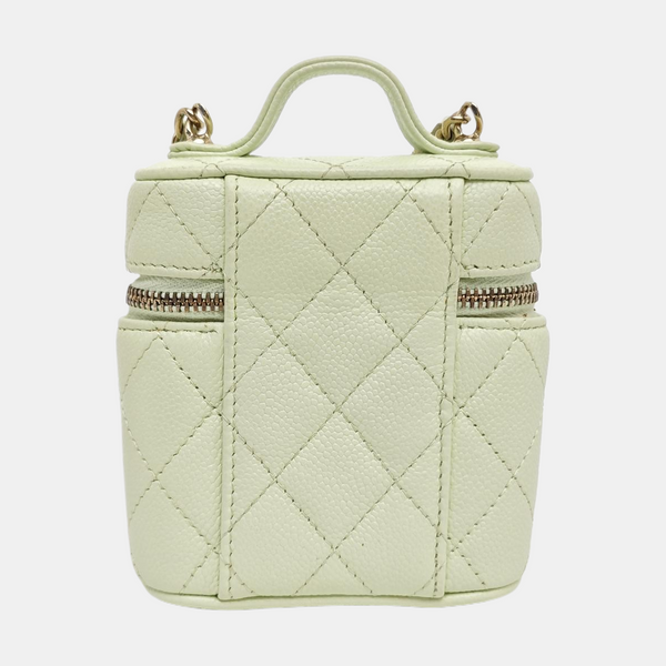 VANITY CASE Mini Quilted Grained Calfskin Green