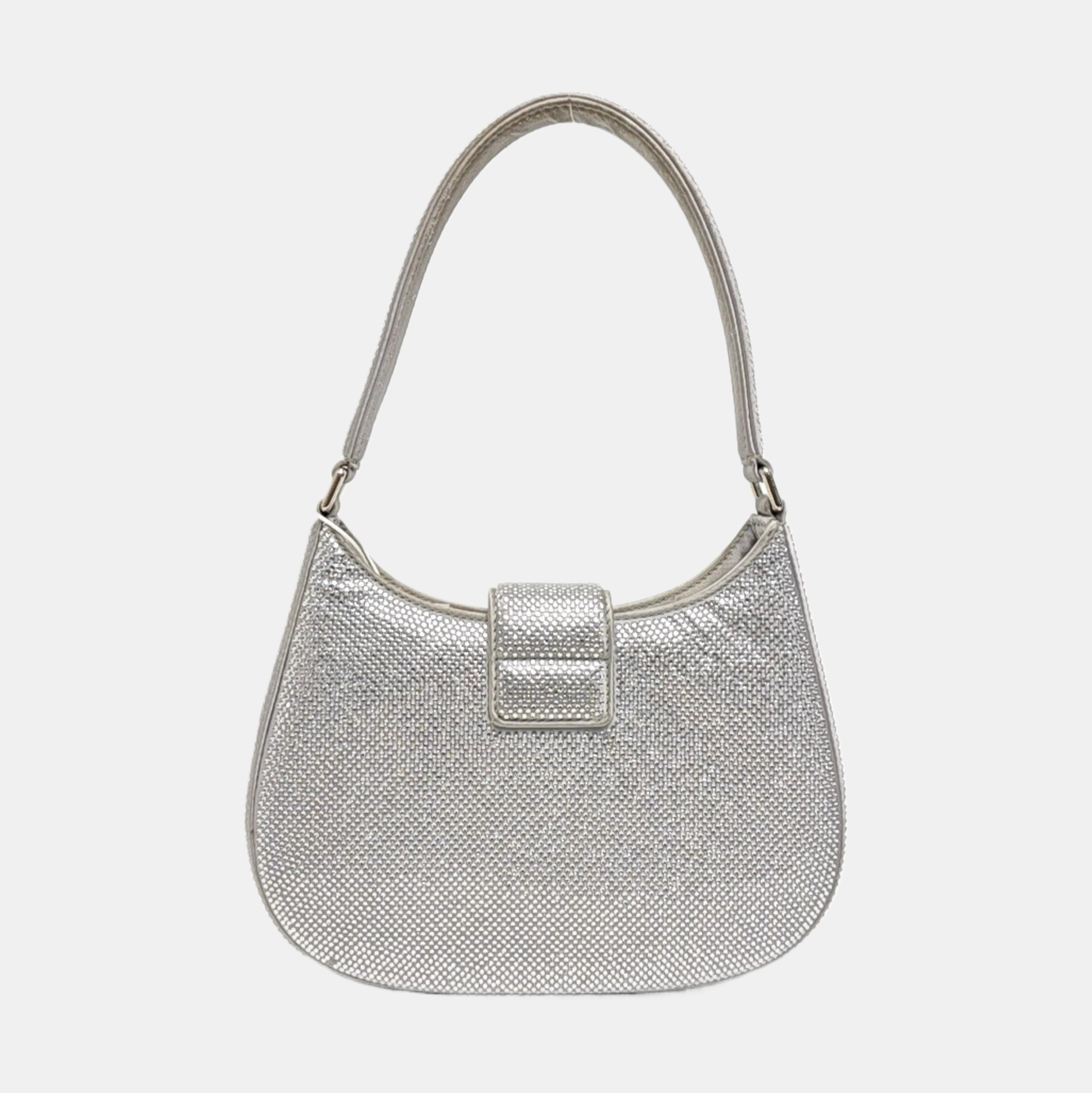 Satin Top Handle Bag Silver
